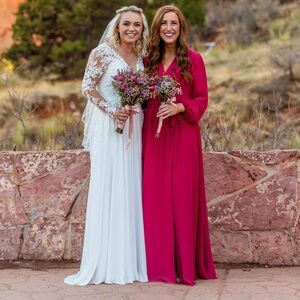 Deep pink formal bridesmaid dress